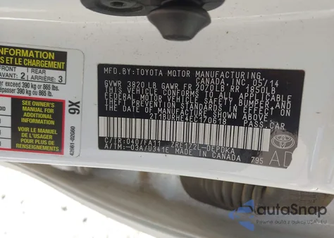 2014 Toyota Corolla L из США, поврежденный, VIN 2T1BURHE4EC170618